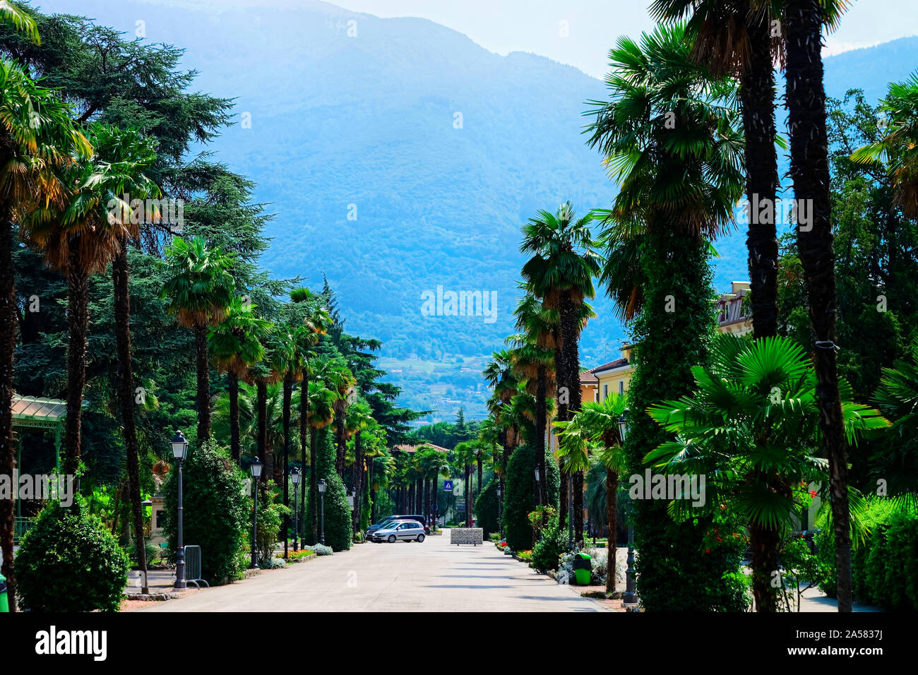 Paysage avec road, à l'Arco ville sur le lac de Garde Banque D'Images