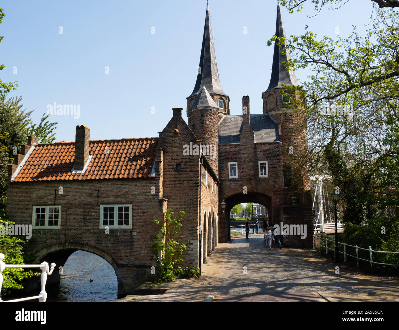 Ancien bâtiment de city gate, Delft, Hollande méridionale, Pays-Bas Banque D'Images