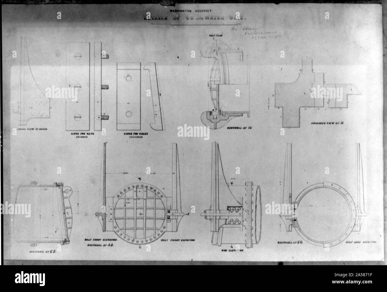 Aqueduc de Washington, détails de 48 pouces porte d'eau Banque D'Images