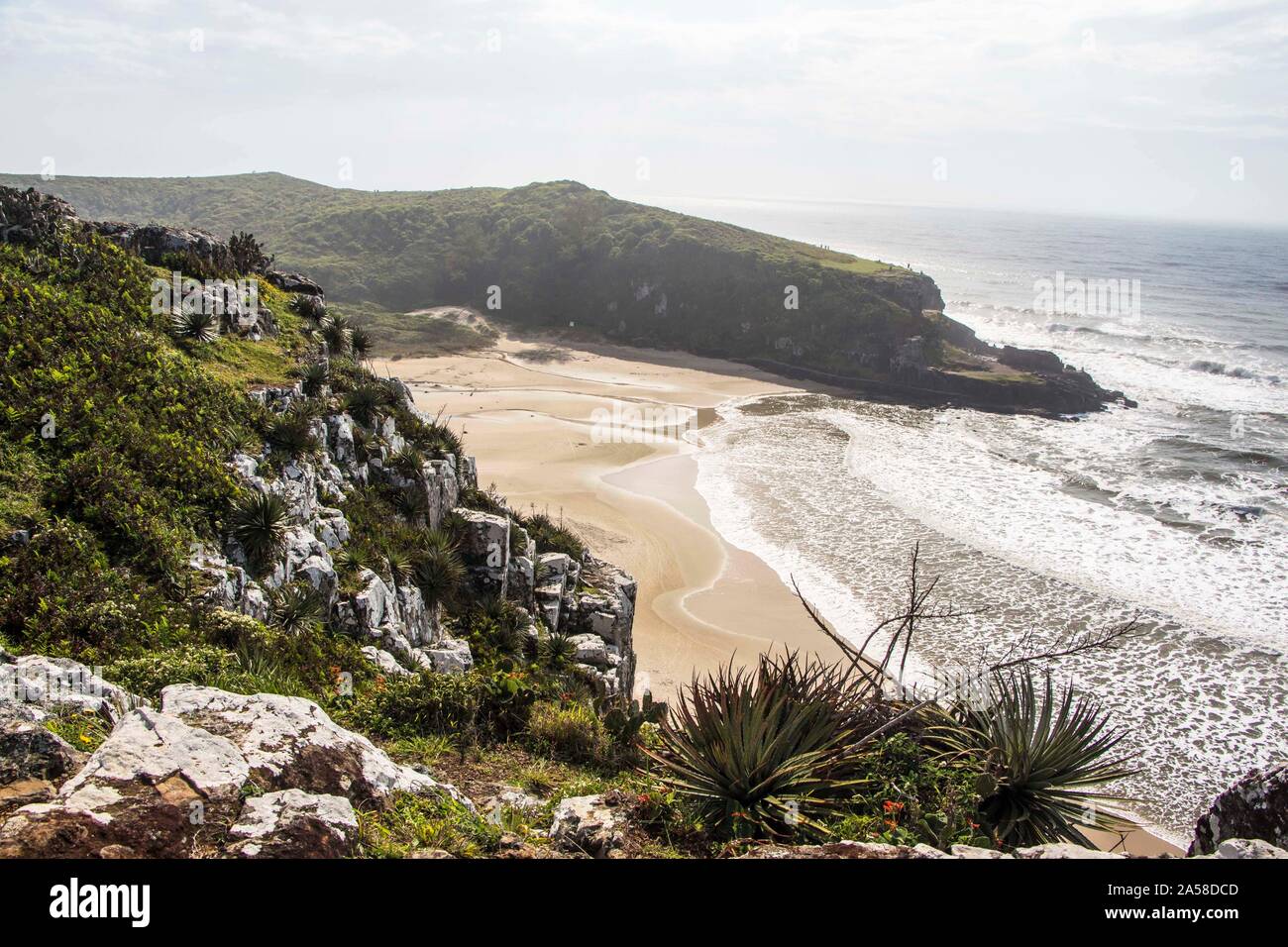 Praia da Guarita, plage de garde, Torres, Rio Grande do Sul, Brésil Banque D'Images