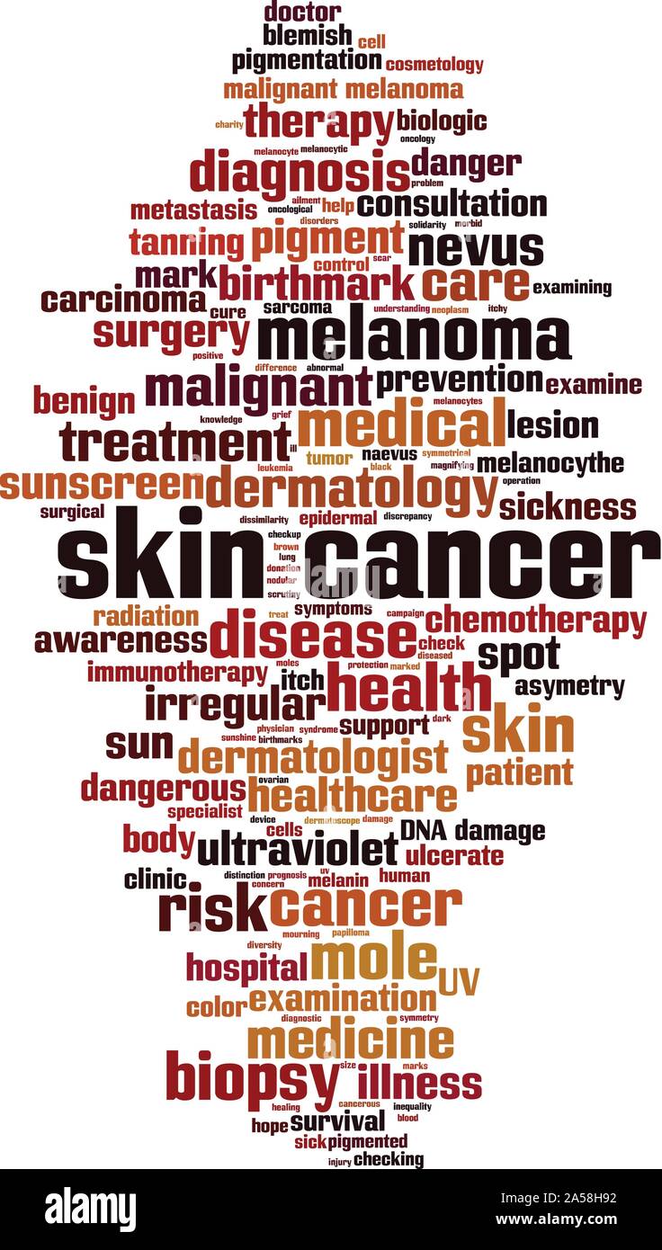 Le cancer de la peau mot concept cloud. Collage de mots sur le cancer de la peau. Vector illustration Illustration de Vecteur