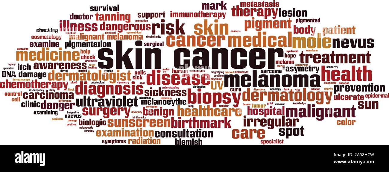 Le cancer de la peau mot concept cloud. Collage de mots sur le cancer de la peau. Vector illustration Illustration de Vecteur