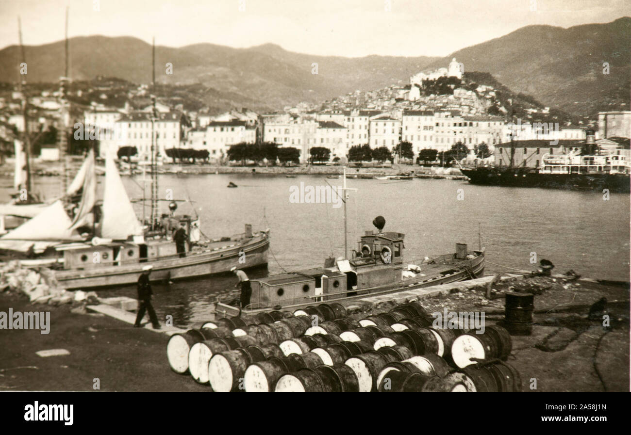 Vue sur Porto Maurizio, Imperia retour à 1929 (Italie) Banque D'Images