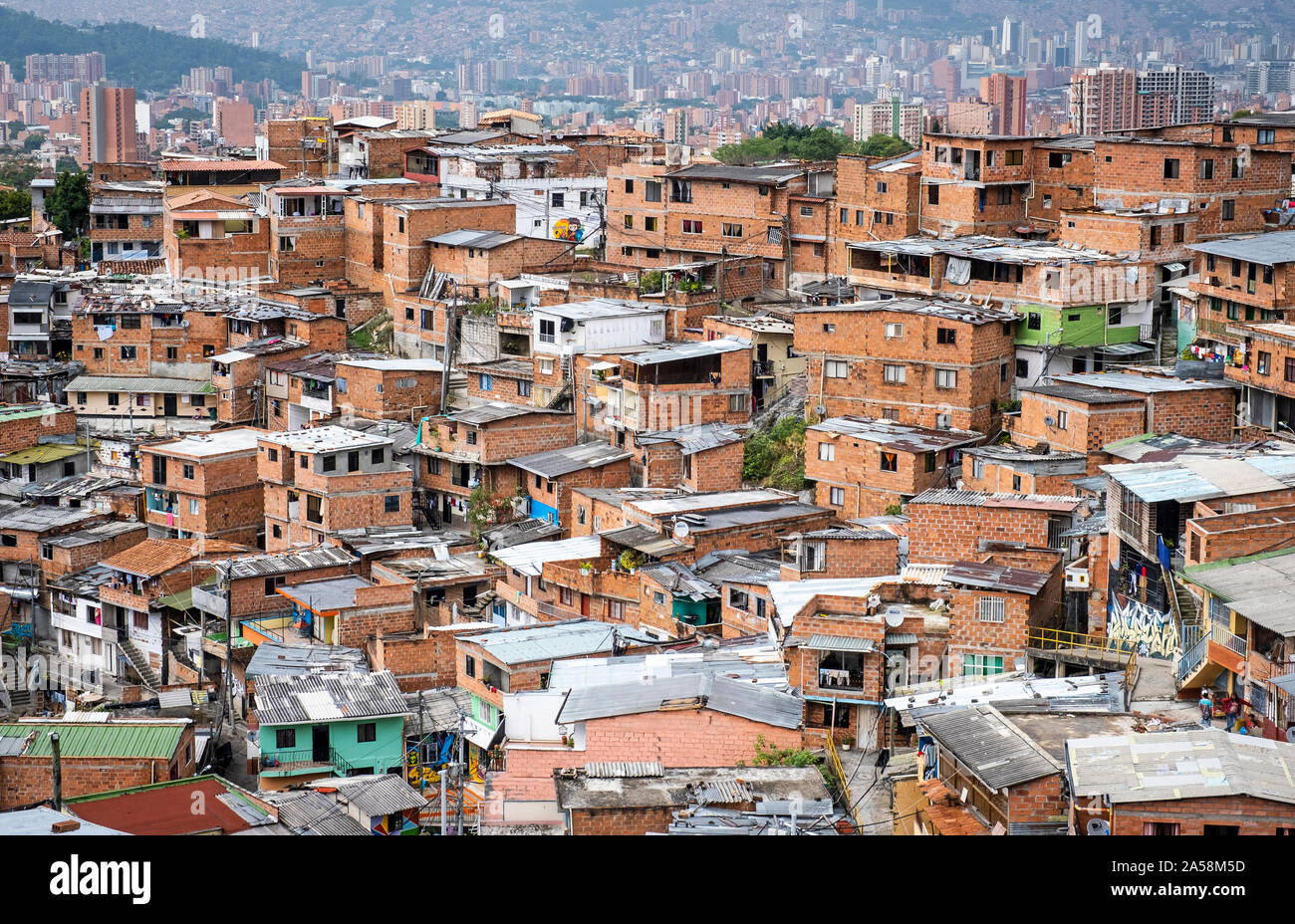 Vues de Comuna 13, Medellín, Colombie Banque D'Images