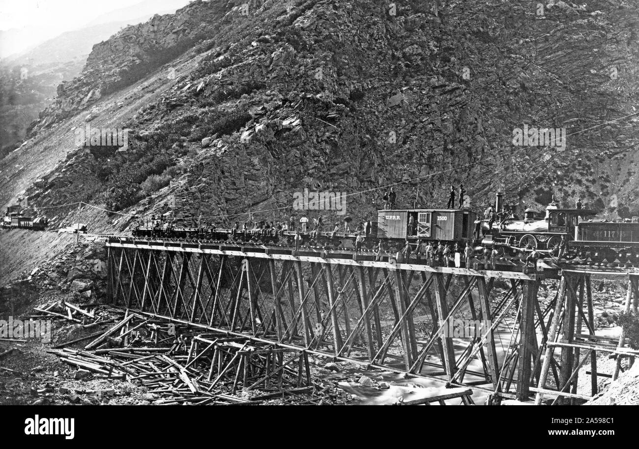 Devil's Gate Bridge, Weber County, Utah 1869. Banque D'Images