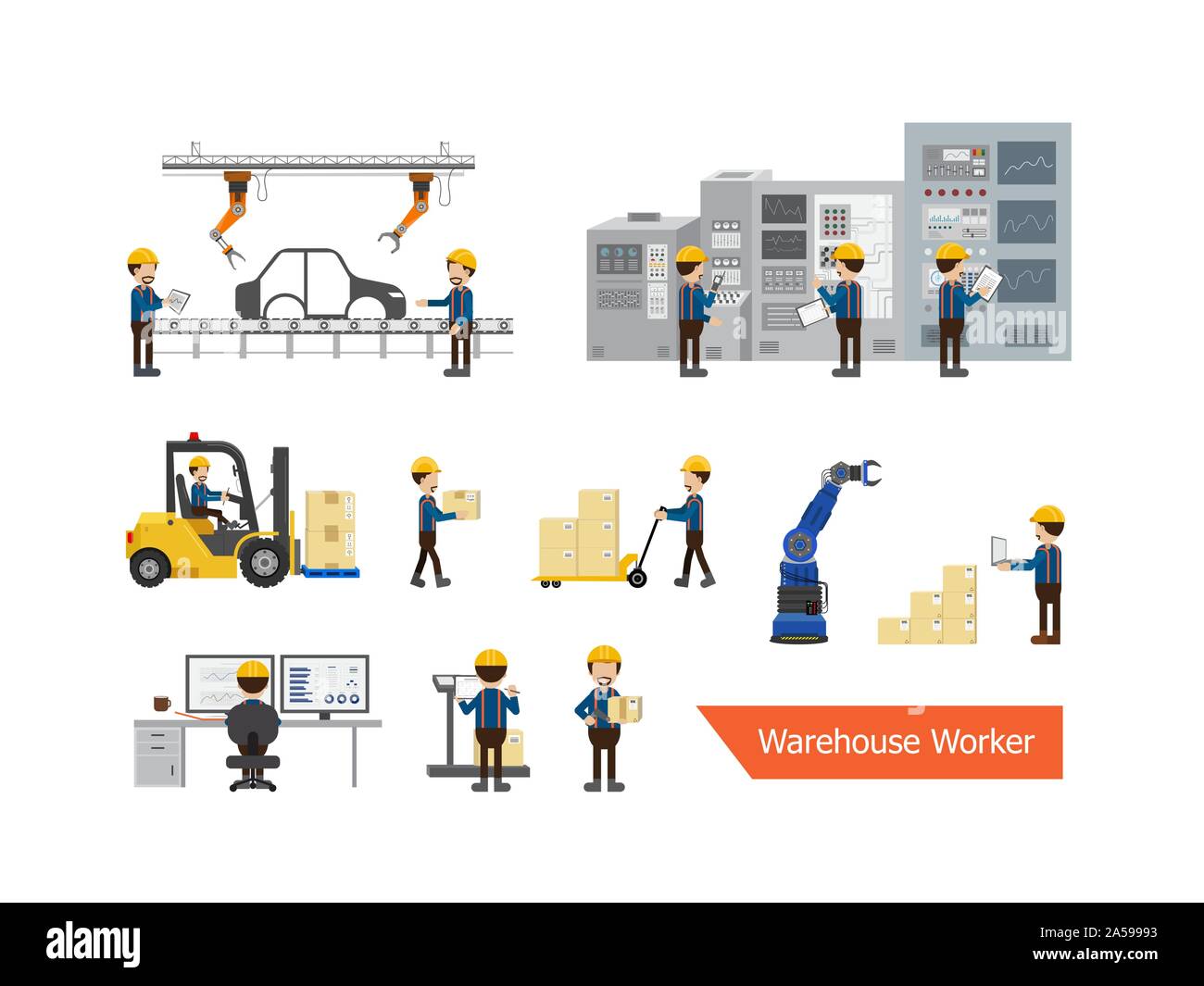Jeu de caractères employé de l'entrepôt vector illustration Illustration de Vecteur