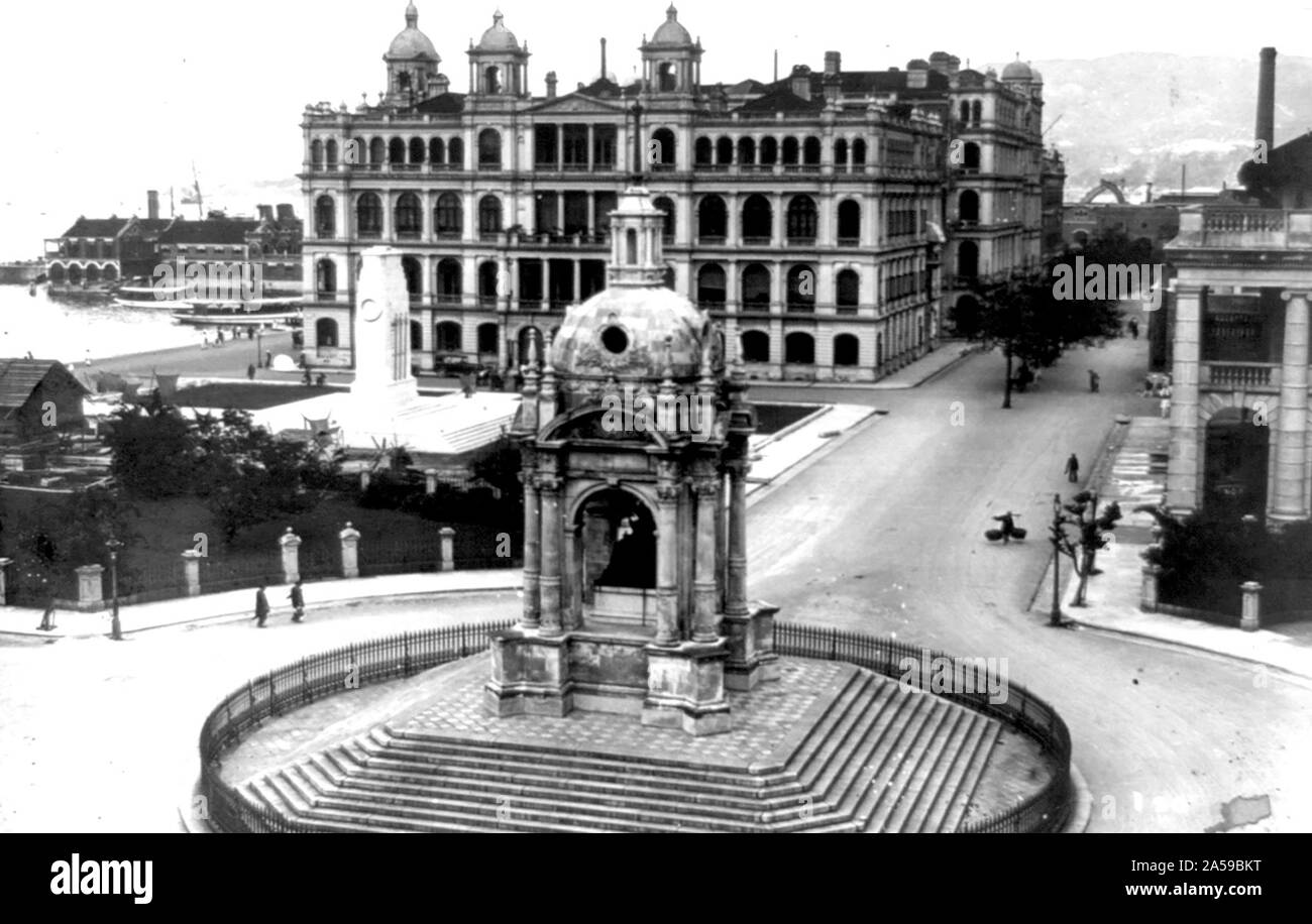 Les bâtiments britanniques dans la Statue Square, à Hong Kong, Chine 1900-1923 Banque D'Images