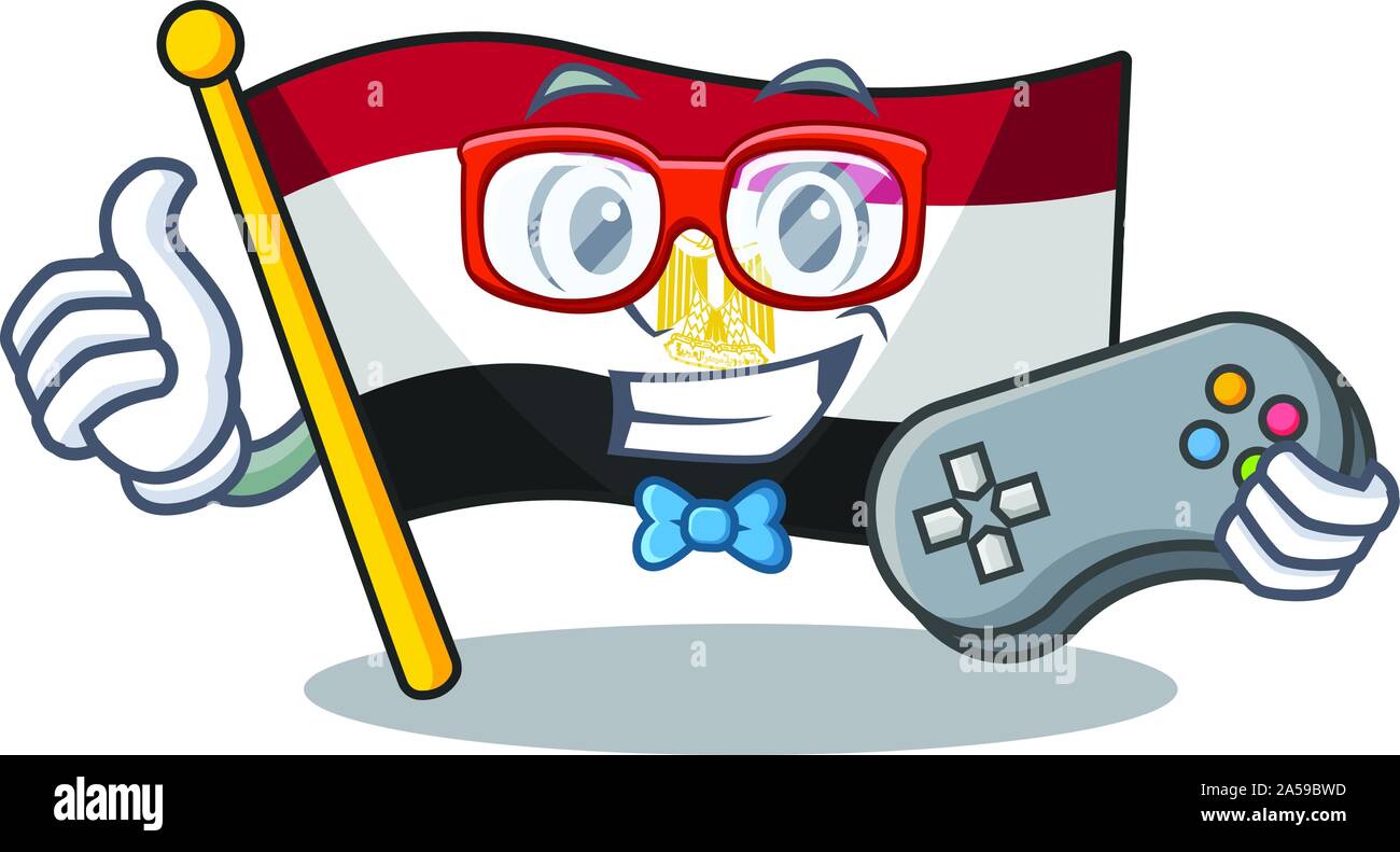 Drapeau Egypte Gamer pliée dans Mascot placard Illustration de Vecteur