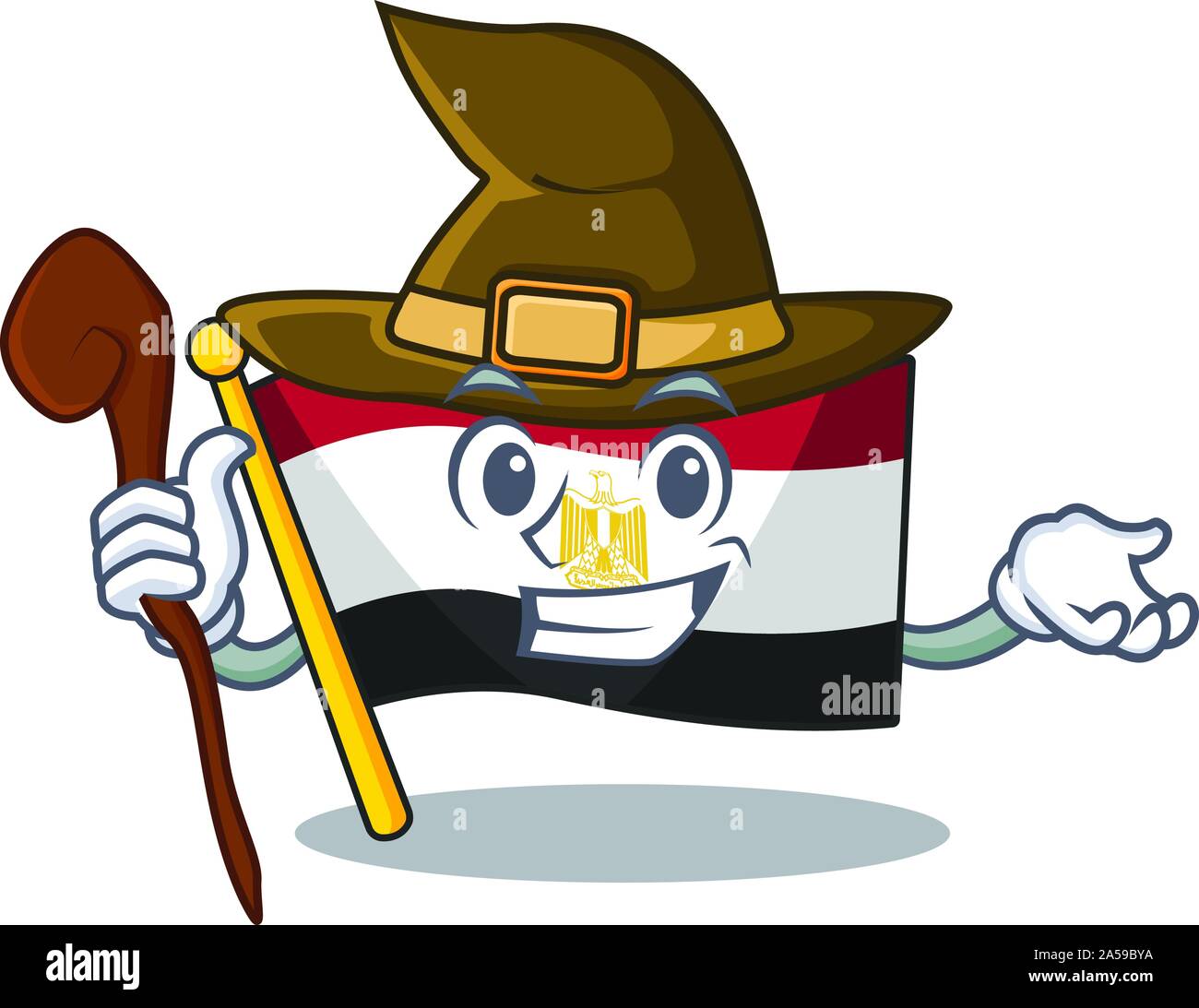 Drapeau Egypte sorcière pliée dans Mascot placard Illustration de Vecteur