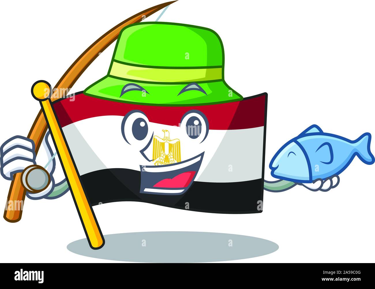 Pavillon de pêche égypte pliée dans Mascot placard Illustration de Vecteur