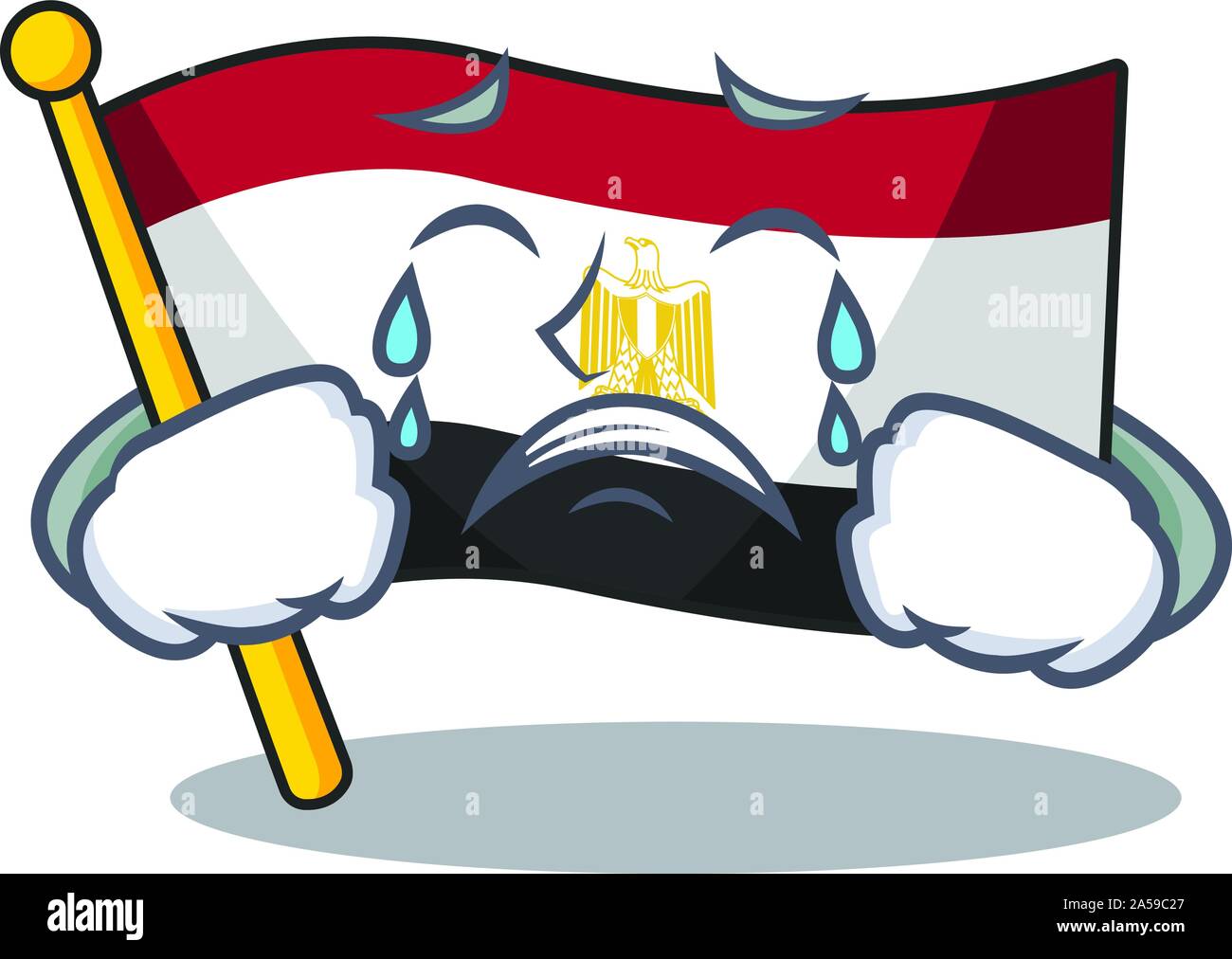 Pleurer l'égypte drapeau plié en mascot placard Illustration de Vecteur