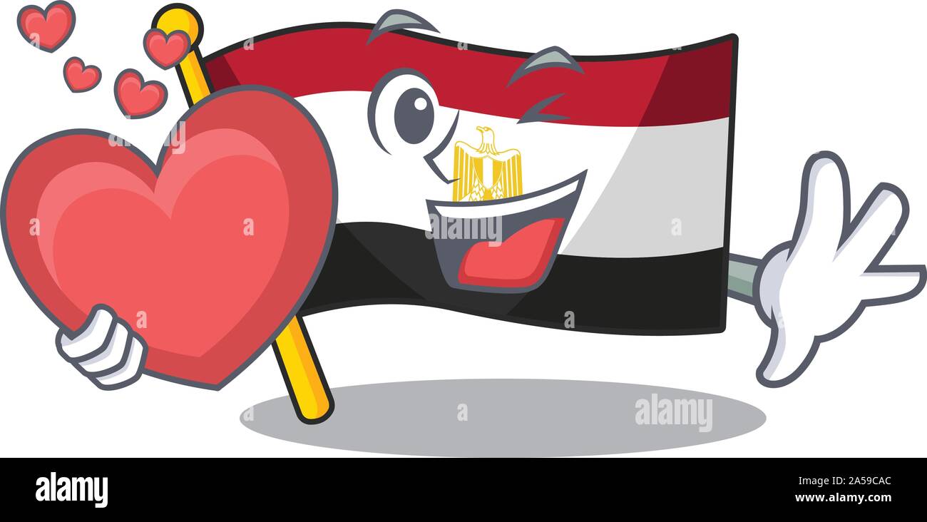 Avec l'égypte drapeau coeur plié en mascot placard Illustration de Vecteur