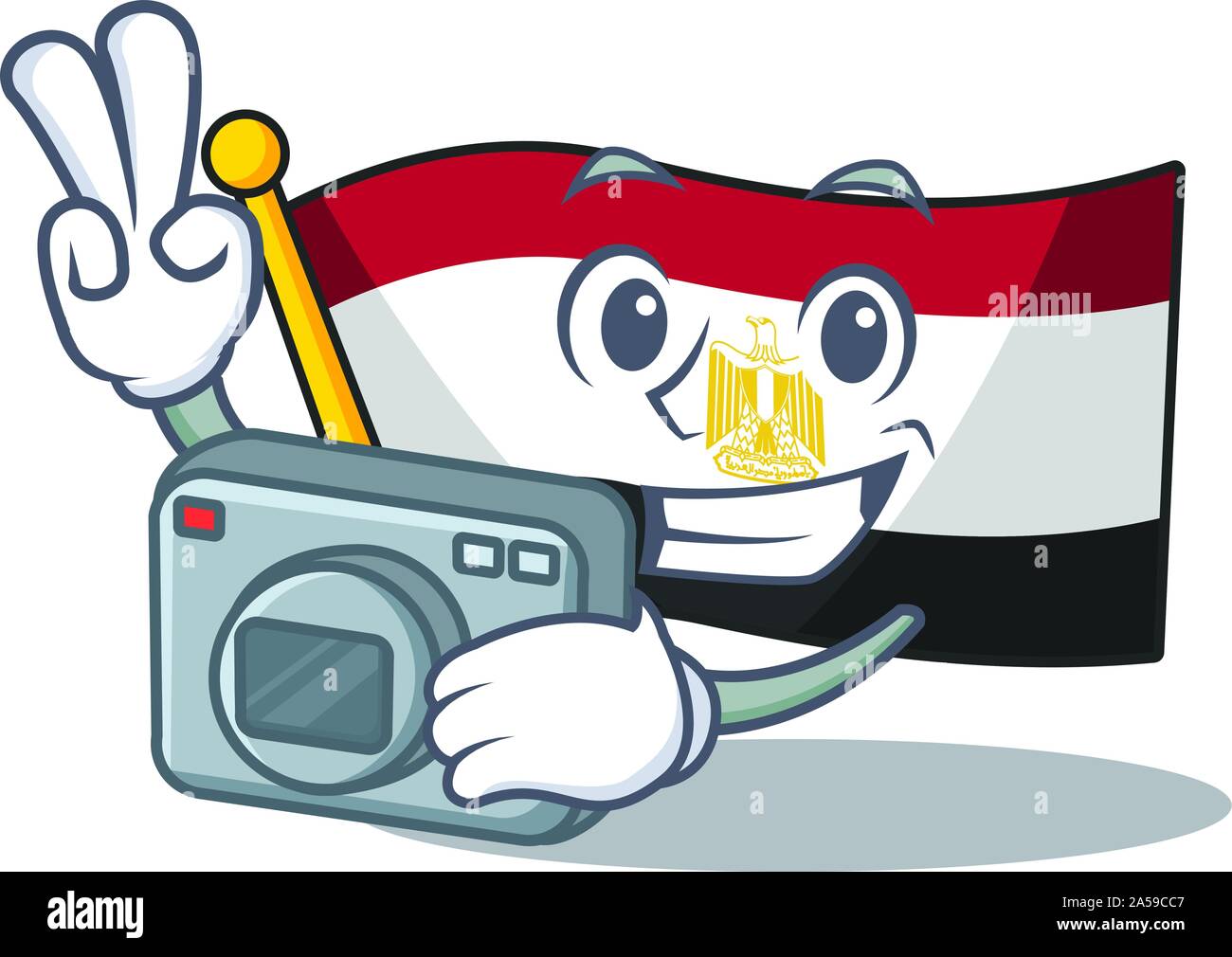 Drapeau Egypte photographe pliée dans Mascot placard Illustration de Vecteur