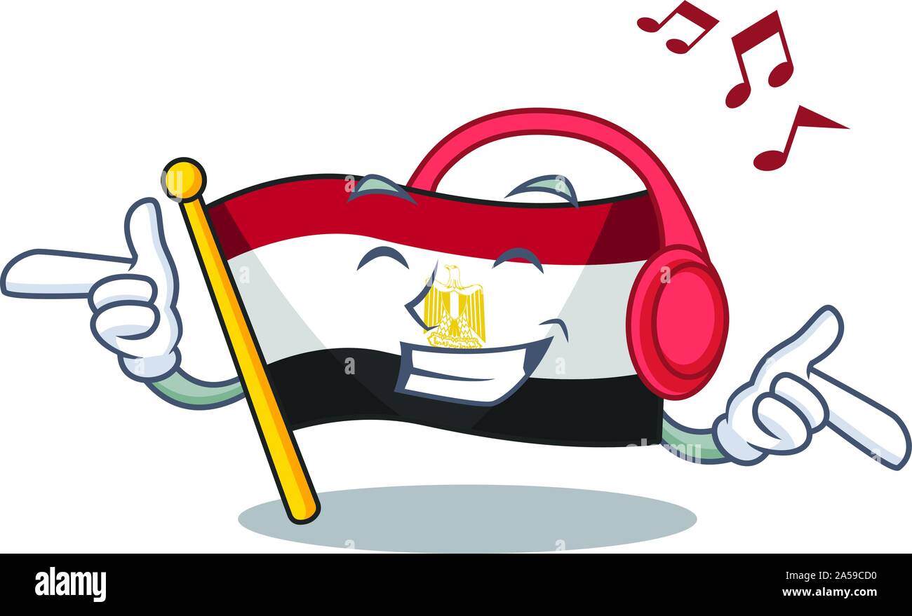 La musique d'égypte drapeau plié en mascot placard Illustration de Vecteur