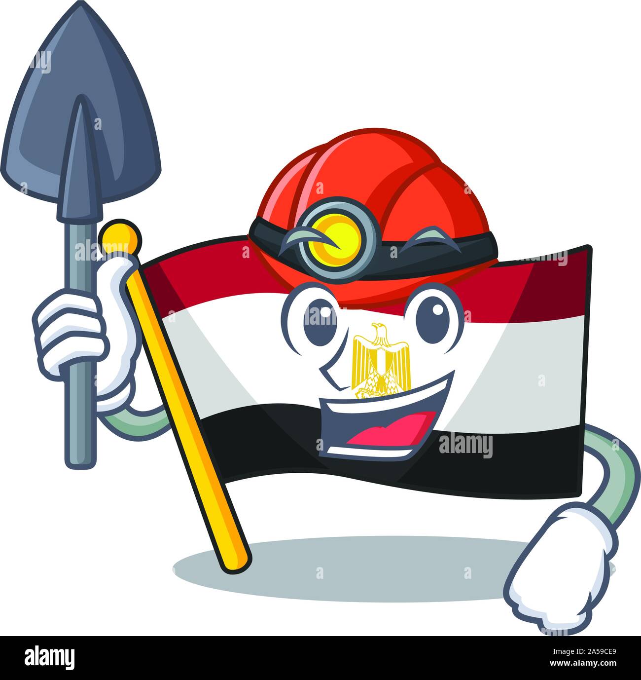 Miner l'égypte drapeau plié en mascot placard Illustration de Vecteur