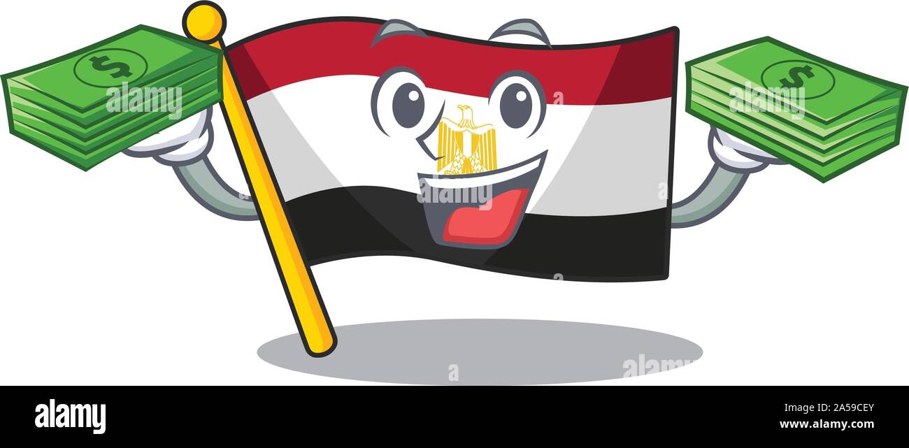 Sac d'argent avec l'égypte drapeau plié en mascot placard Illustration de Vecteur