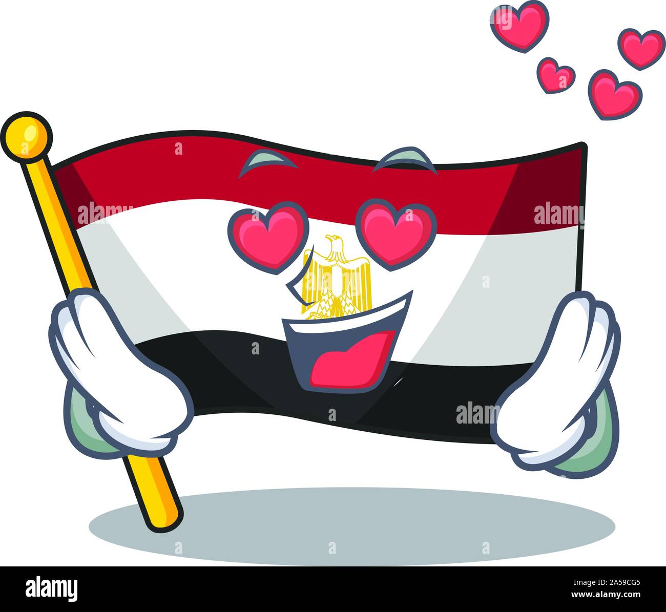 Dans l'amour d'un drapeau plié en Égypte mascot placard Illustration de Vecteur