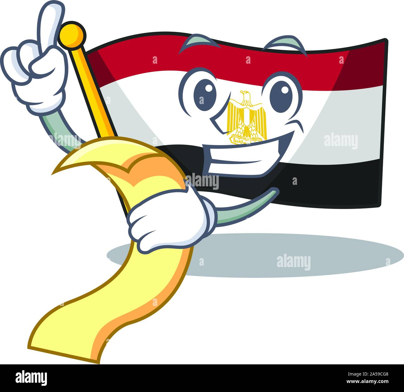 Menu avec l'égypte drapeau plié en mascot placard Illustration de Vecteur