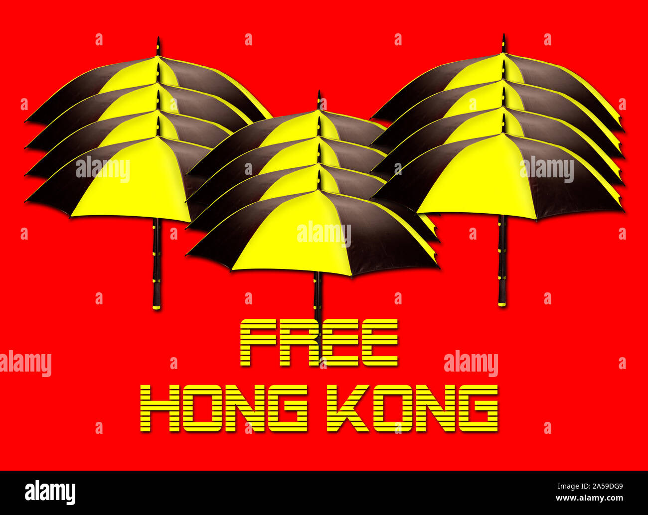 Hong Kong libre en faveur de l'indépendance du mouvement. Parapluie Banque D'Images