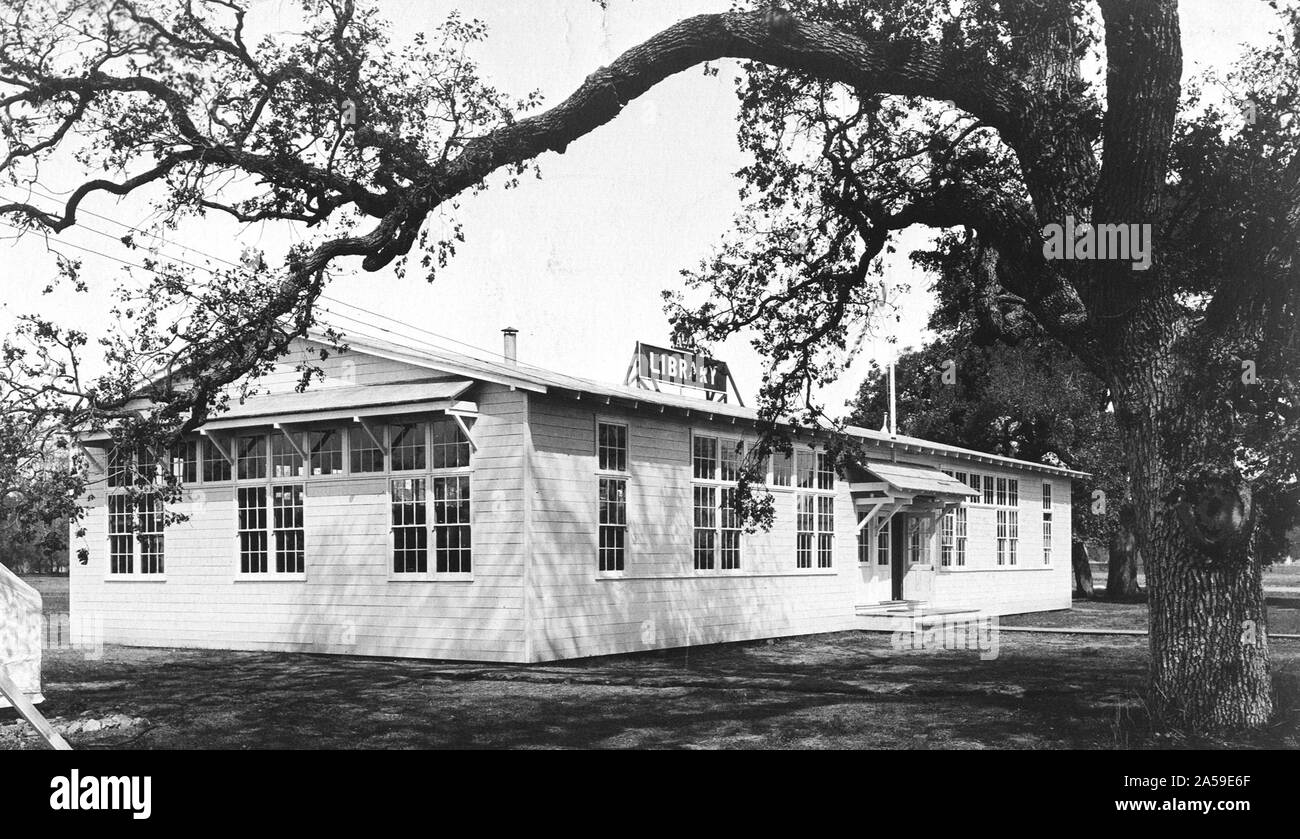 1918 - bibliothèques - New York à travers l'Iowa - Camp Fremont, Palo Alto, Californie Le bâtiment de la bibliothèque camp Banque D'Images