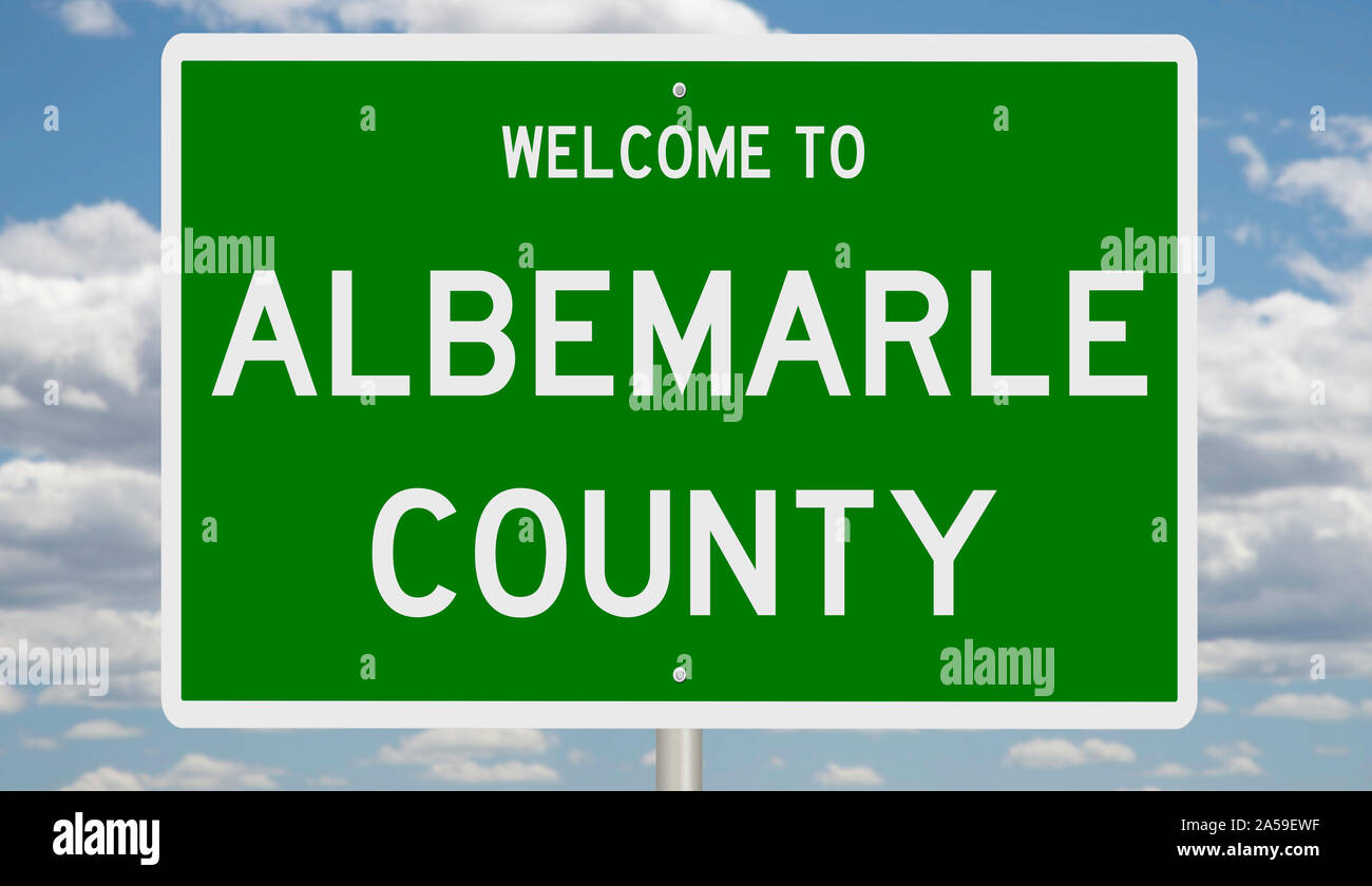 D'un rendu 3d vert panneau routier pour Albemarle County Banque D'Images