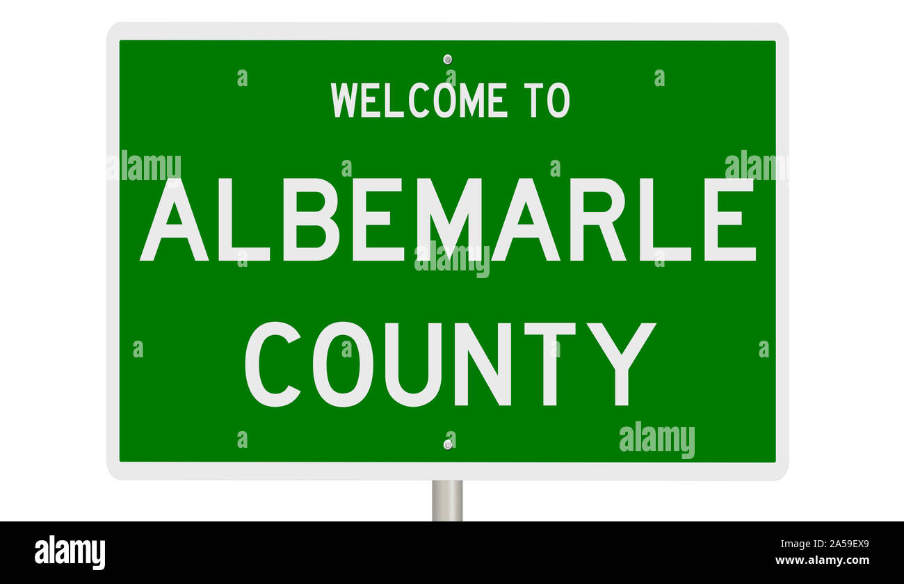 D'un rendu 3d vert panneau routier pour Albemarle County Banque D'Images