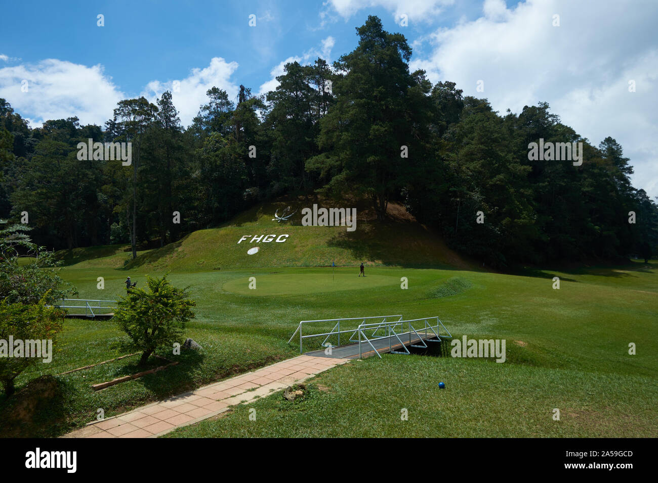 Une vue sur le fleuve Fraser's Hill Golf Course et Club. Dans Fraser's Hill, la Malaisie. Banque D'Images