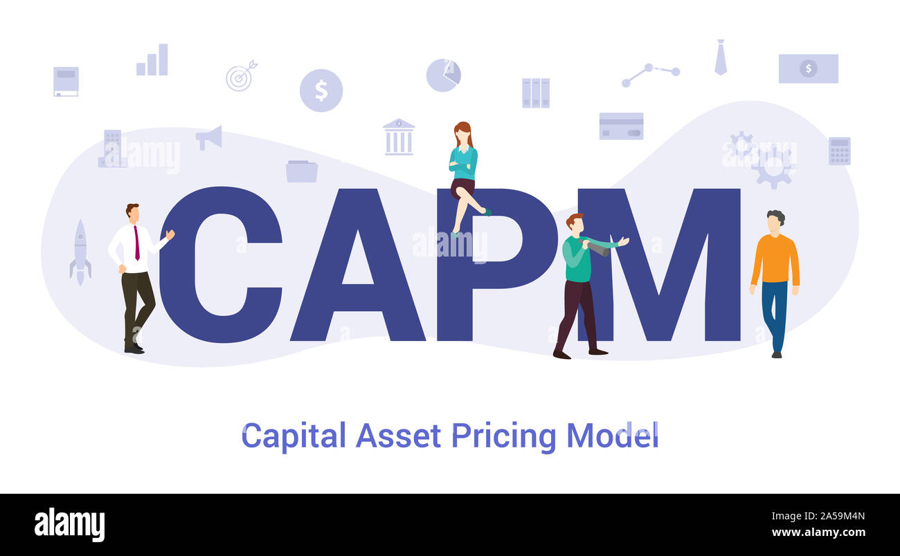 Capm capital asset pricing model concept avec grand mot ou texte et de l'équipe de personnes avec une télévision moderne style - vector illustration Banque D'Images Capm capital asset pricing model concept avec grand mot ou texte et de l'équipe de personnes avec une télévision moderne style - vector illustration Banque D'Images