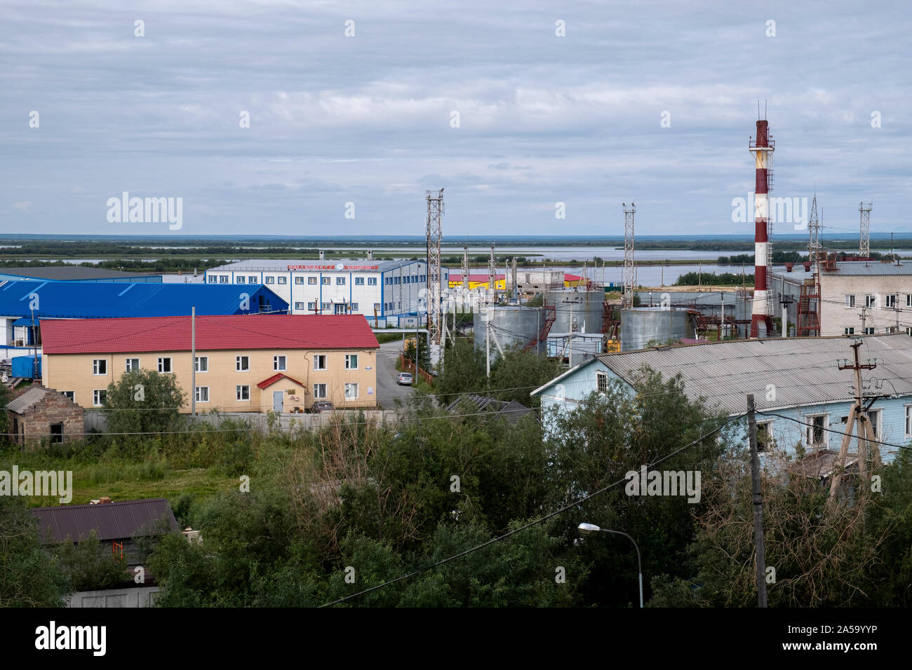 Zone industrielle de Salekhard en Sibérie, Russie Banque D'Images