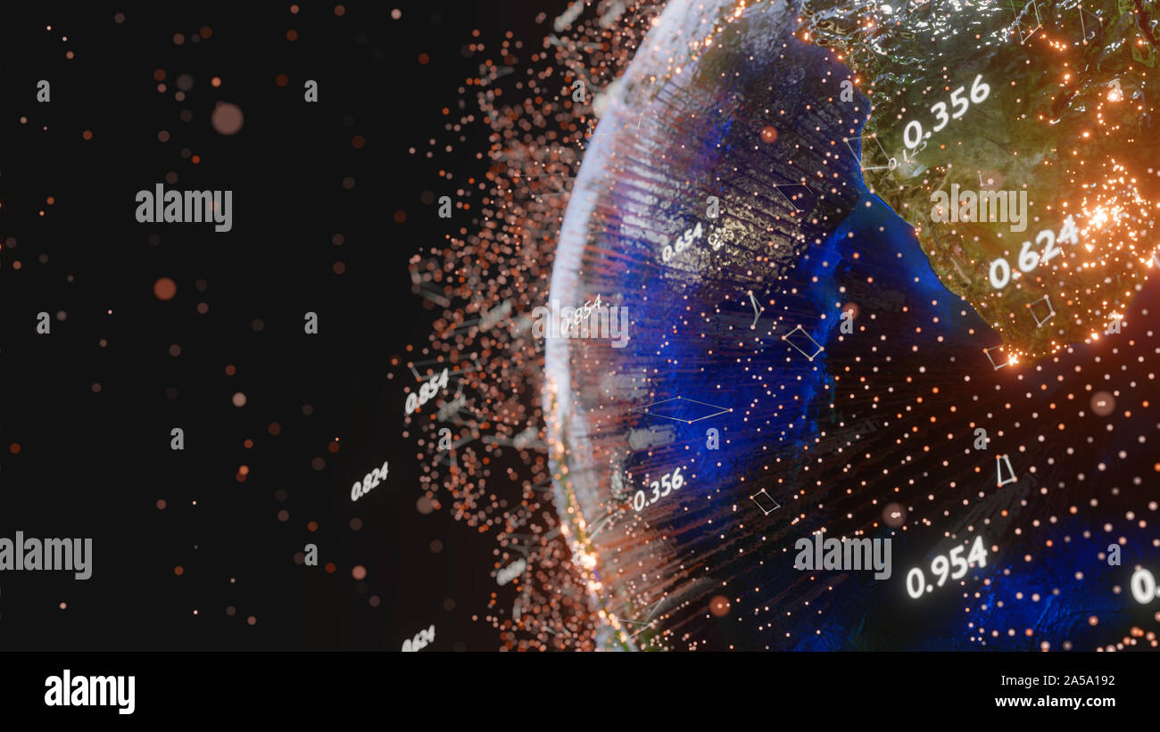Lignes et points de connexion autour de Earth globe Banque D'Images