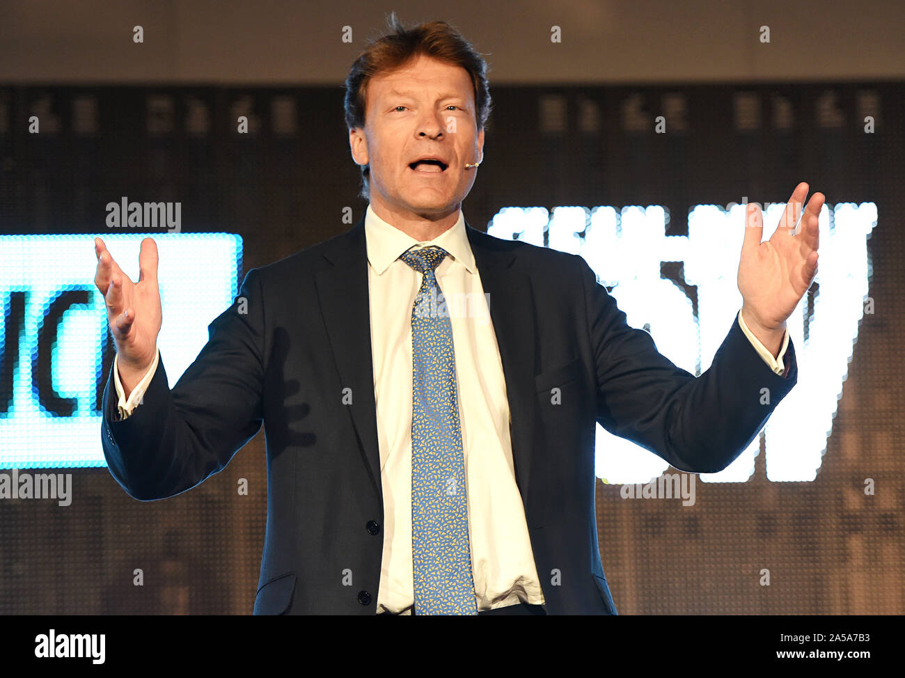 Président de partie Richard prend la parole lors du Brexit Tice Rallye Parti au Queen Elizabeth II Centre, vaste sanctuaire dans Londres. Banque D'Images