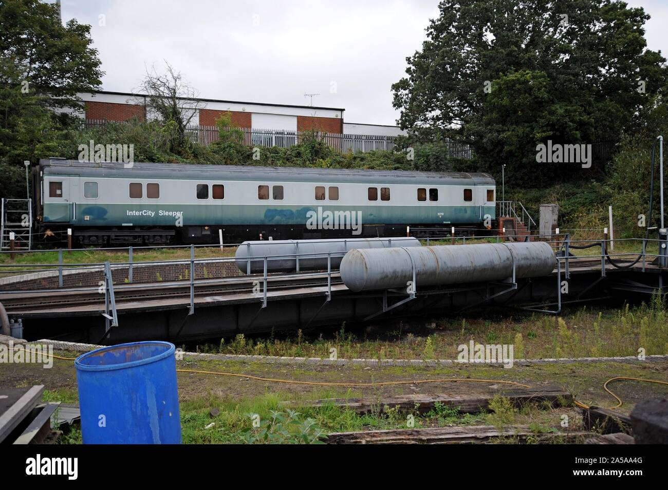 Ex British Railways sleeper train stationné à Kidderminster depot, Severn Valley Railway et utilisé pour l'hébergement de conducteur de train Banque D'Images