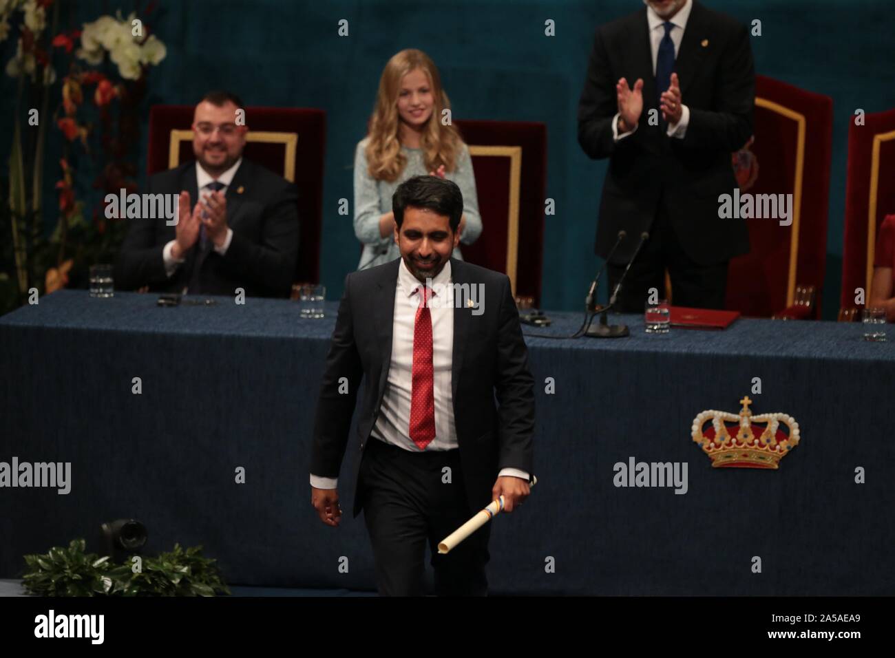 Oviedo, Espagne ; 18/10/2019. Salman Khan Prix de la coopération internationale. Leonor La Oviedo, Espagne ; 18/10/2019. Salman Khan Prix de la coopération internationale. Leonor La