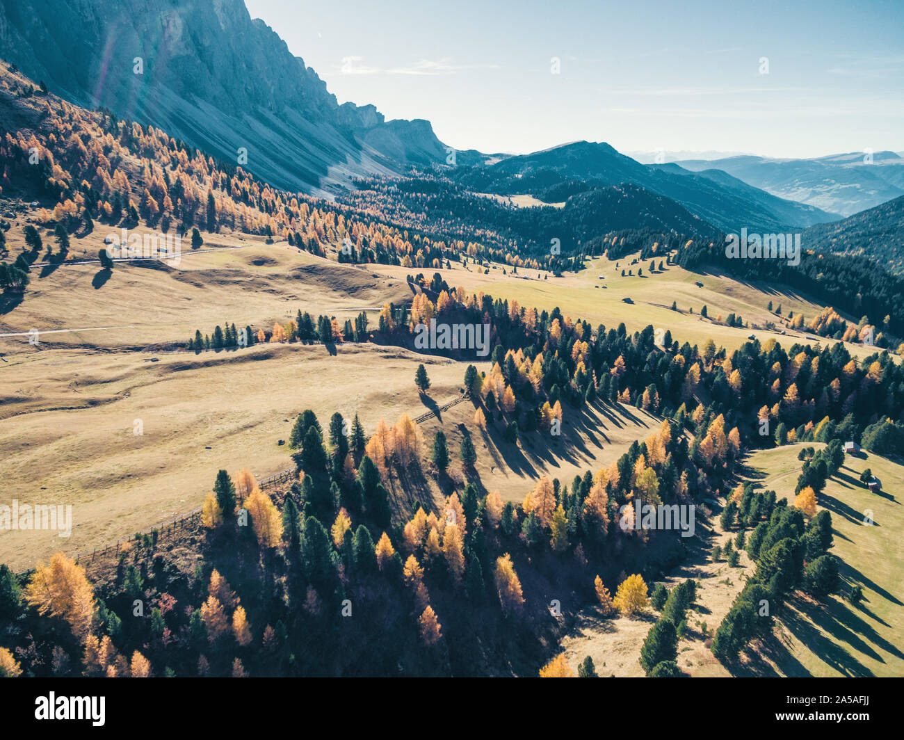 Paysage d'automne dans les Dolomites Alpes, Trentin-Haut-Adige, Italie. Banque D'Images