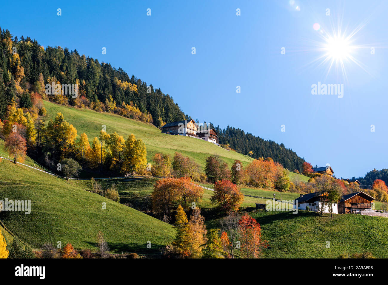 Paysage d'automne dans les Dolomites Alpes, Trentin-Haut-Adige, Italie. Banque D'Images
