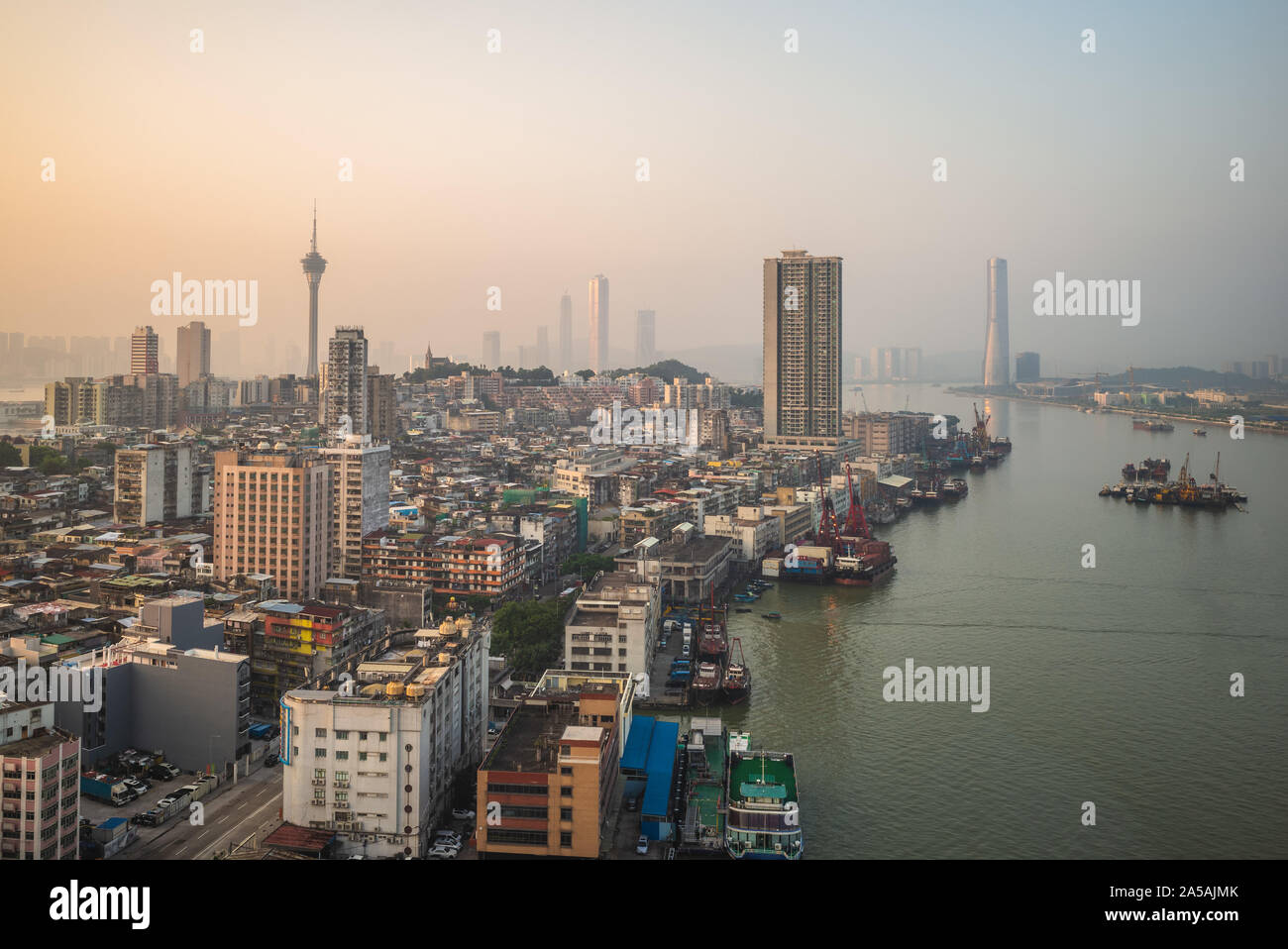 Paysage urbain de Macao, Chine au crépuscule Banque D'Images