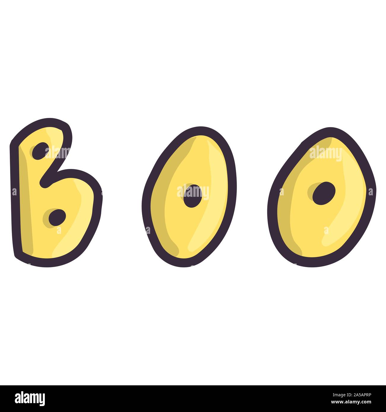 Boo lettrage pour impression jaune design. Typographie vector art halloween Illustration de Vecteur
