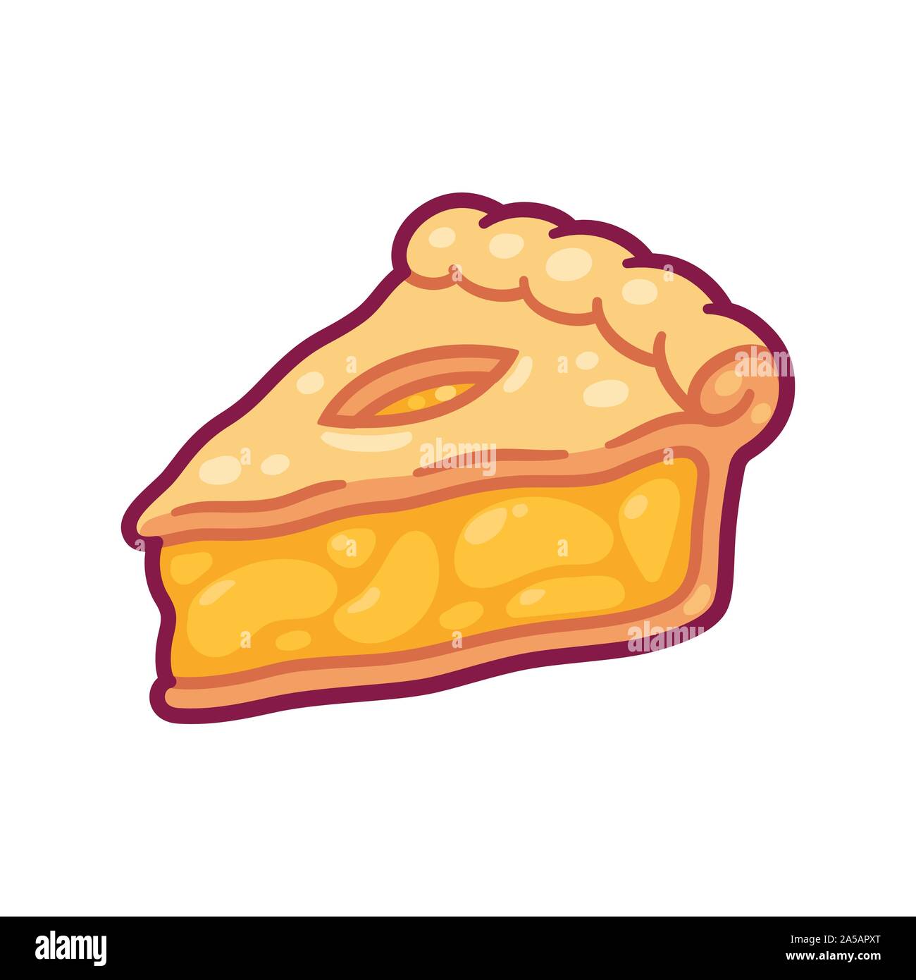 Apple pie Cute cartoon dessin. Hand drawn tranche de tarte aux fruits