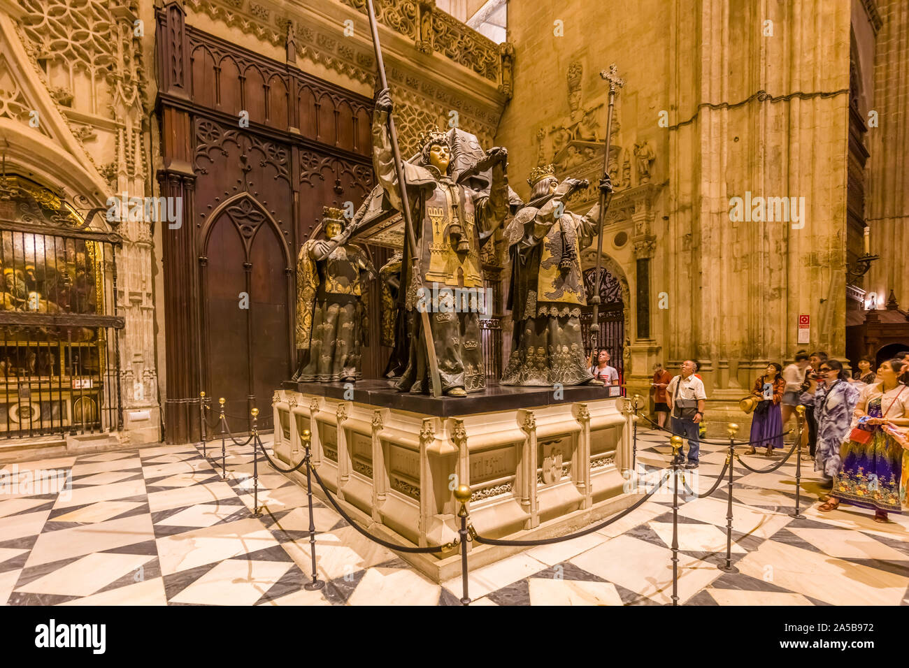 Le tombeau de Christophe Colomb dans la Cathédrale de Séville a également connu sous le nom de Cathédrale de Santa Maria à Séville, Espagne Banque D'Images