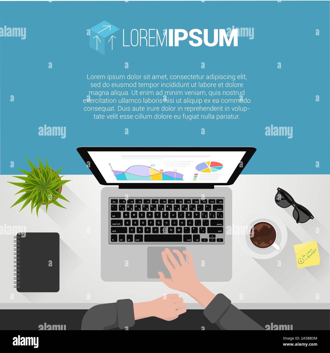 Les mains sur le clavier d'ordinateur portable Illustration de Vecteur