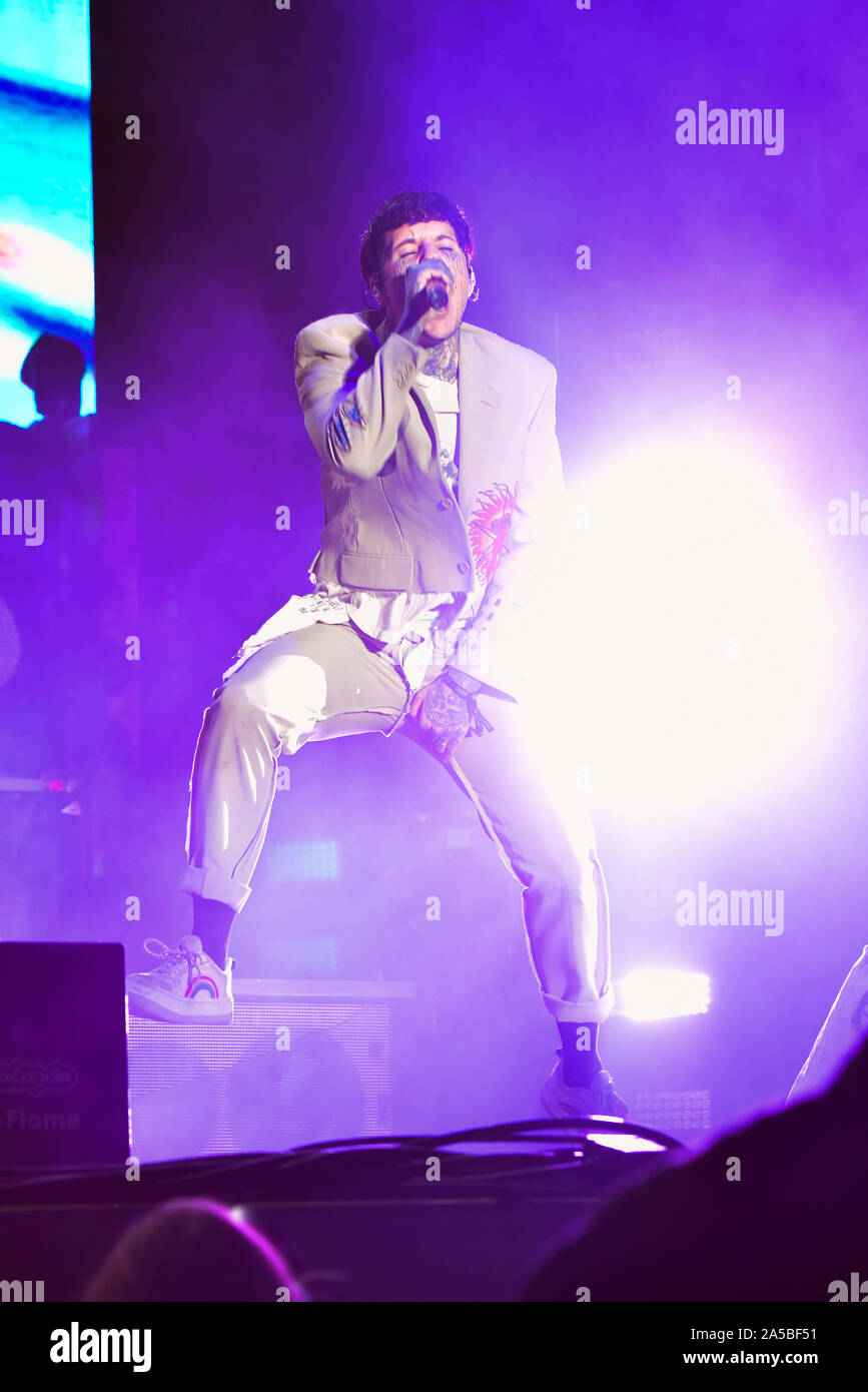 Las Vegas, Nevada, le 18 octobre 2019 - Bring Me The Horizon en concert à l'exécution de la troisième édition annuelle de Las Stique heavy metal music festival tenu à la Centre-ville de Las Vegas Events Center. Crédit de photo : Ken Howard Images Banque D'Images
