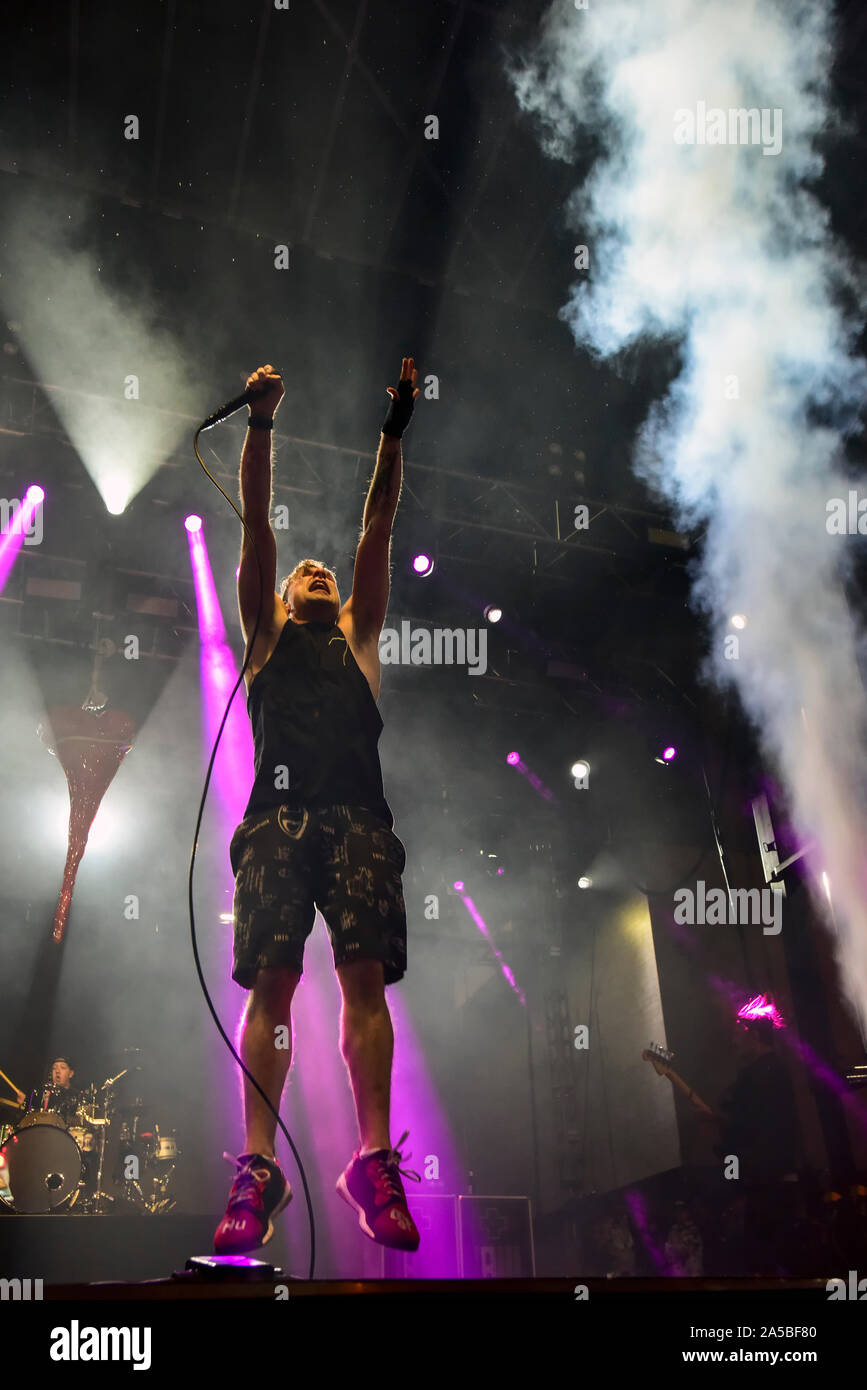 Las Vegas, Nevada, le 18 octobre 2019 - L'exécution utilisé lors de la troisième assemblée annuelle Las Stique heavy metal music festival tenu à la Centre-ville de Las Vegas Events Center. Crédit de photo : Ken Howard Images Banque D'Images