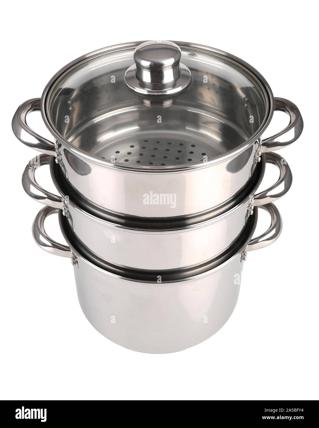 Casseroles sur un fond blanc Banque D'Images