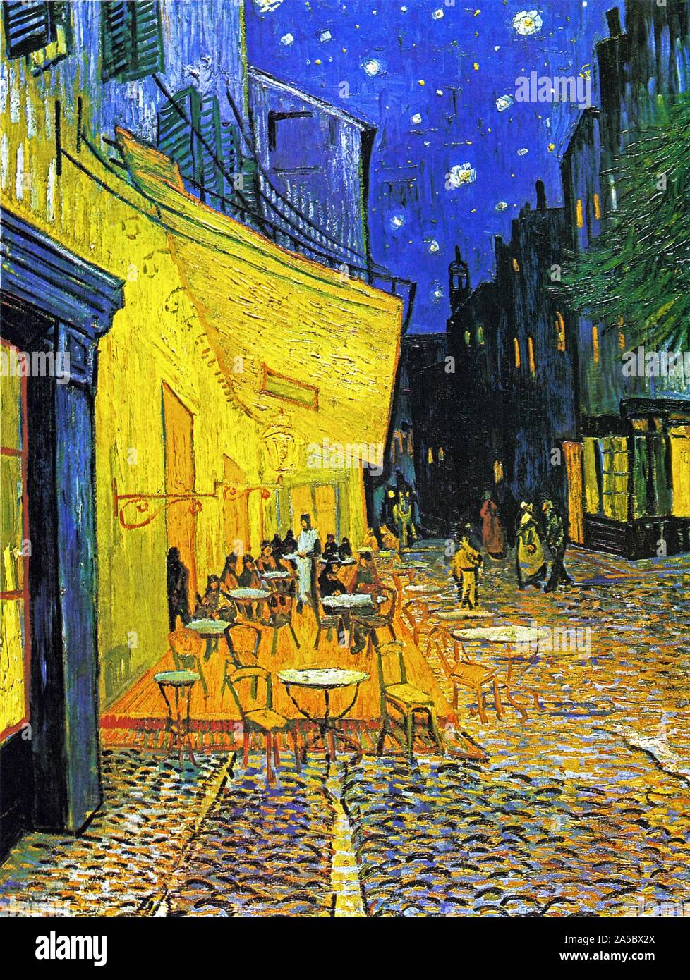 Café terrasse la nuit - Vincent Van Gogh Banque D'Images