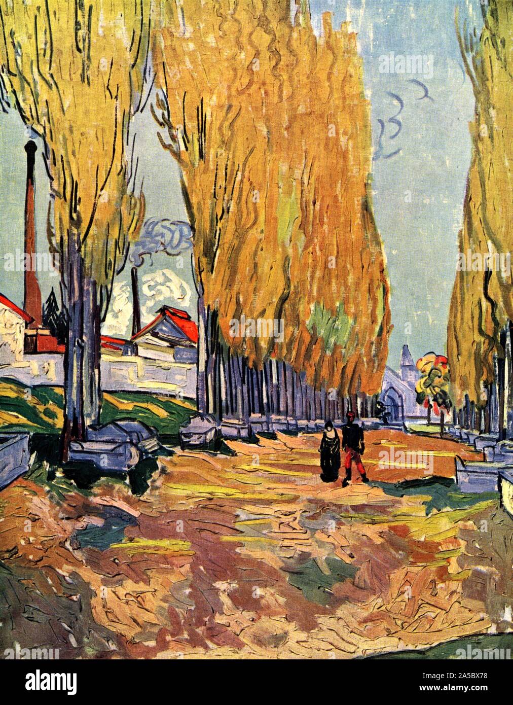 Les Alyscamps chute de feuilles - Vincent Van Gogh Banque D'Images