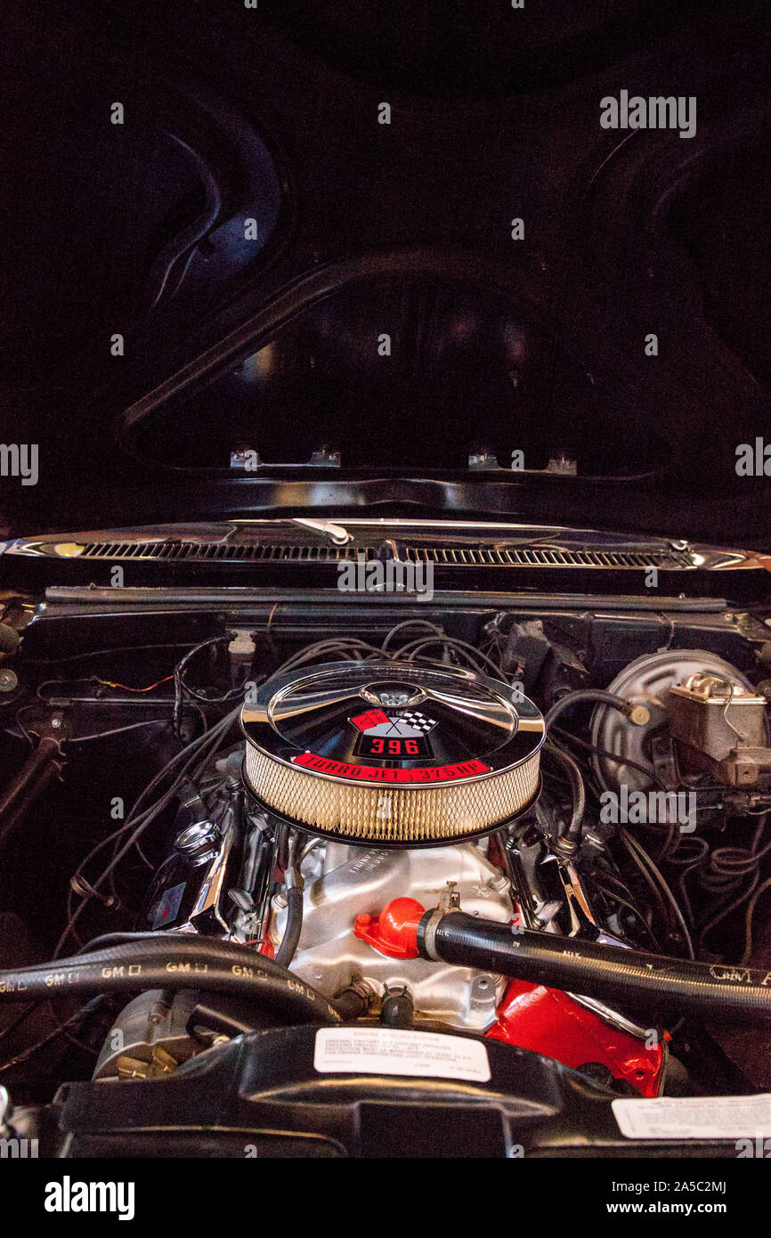 Punta Gorda, Florida, USA - Le 13 octobre 2019 : Noir 1970 Chevrolet Nova SS affichée à la Muscle Car City Museum. Utilisation éditoriale Banque D'Images