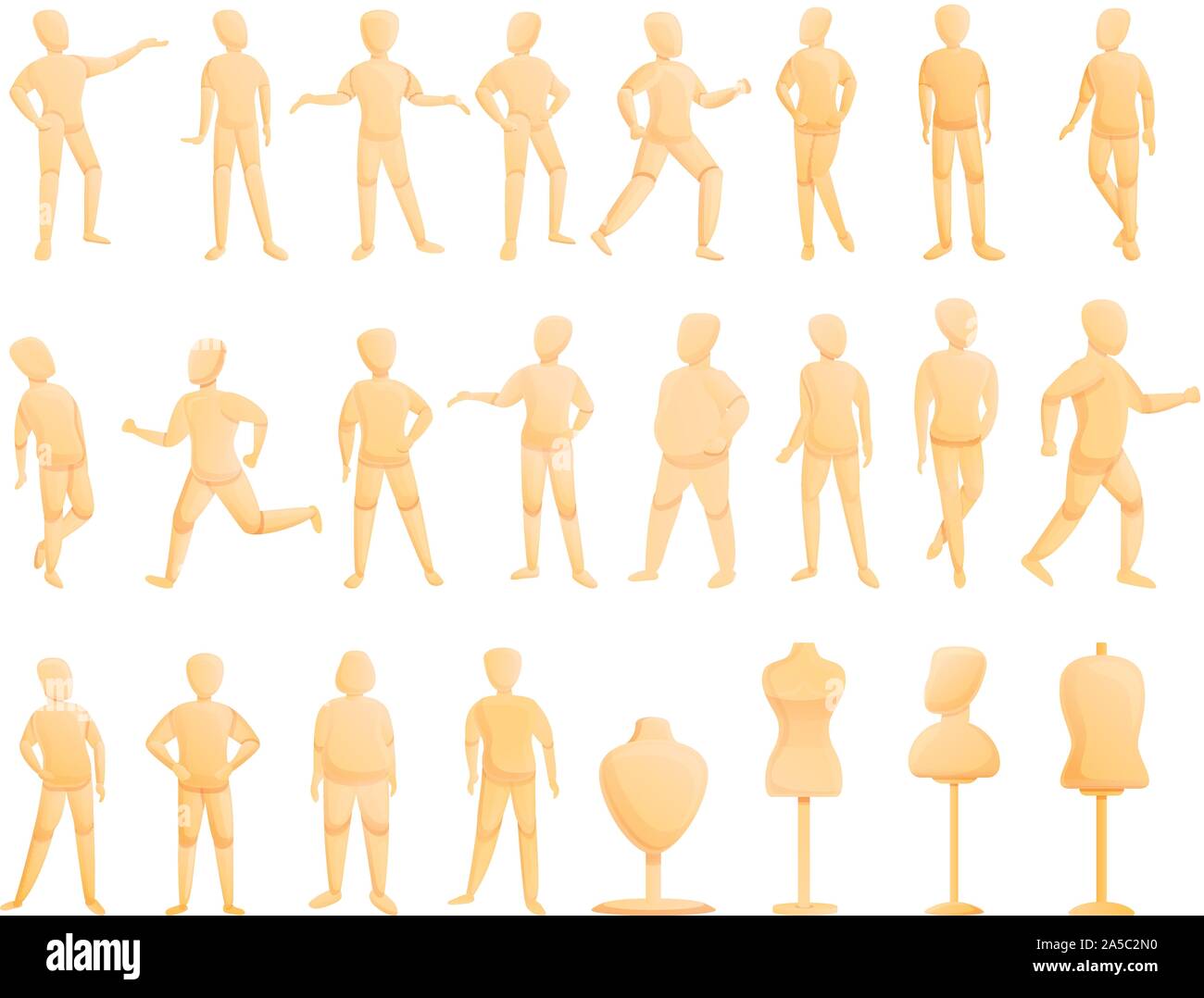 Mannequin icons set. Cartoon vector icons set de mannequin pour la conception web Illustration de Vecteur