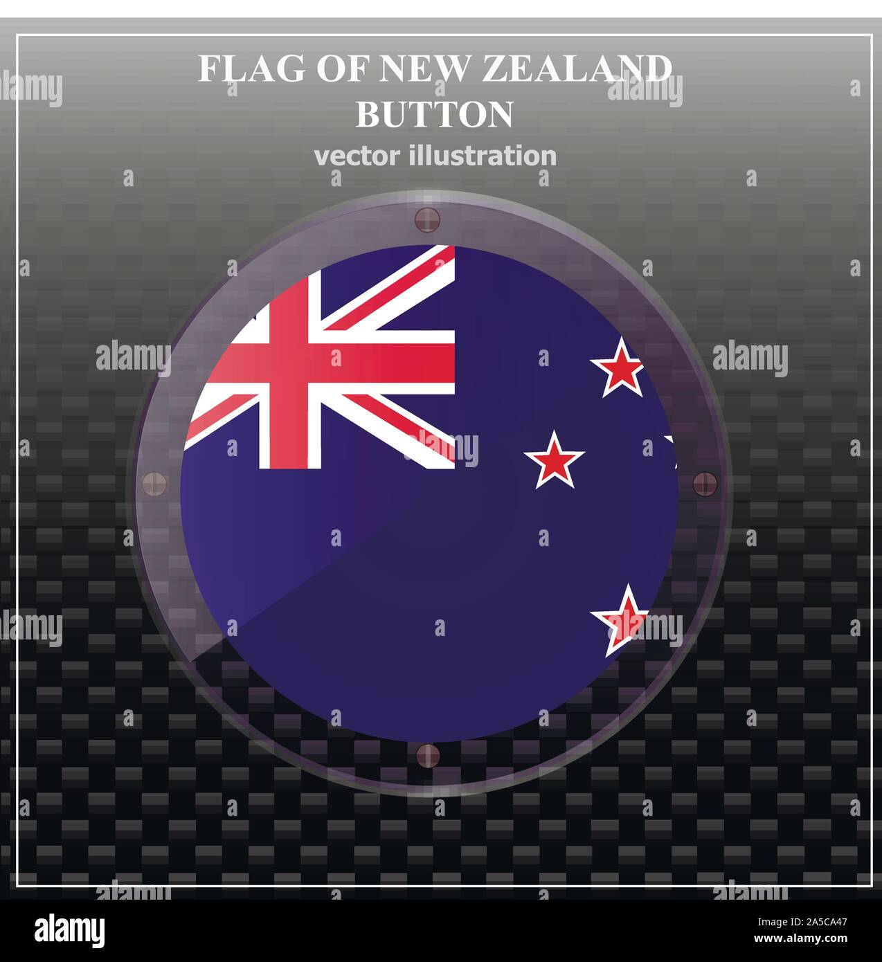 Bouton transparent avec le drapeau de la Nouvelle-Zélande. Illustration colorée avec le drapeau pour la conception web. Illustration avec fond noir. Illustration de Vecteur