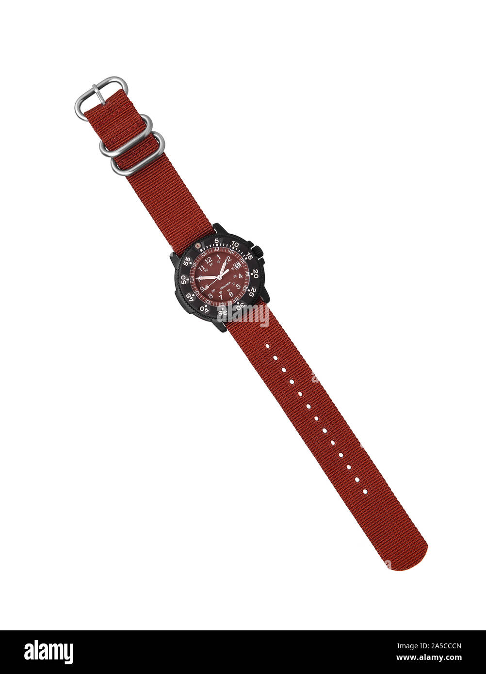 Montre-bracelet d'isoler sur un fond blanc. Montre-bracelet de sport avec un bracelet en nylon. Montres pour les plongeurs. Banque D'Images