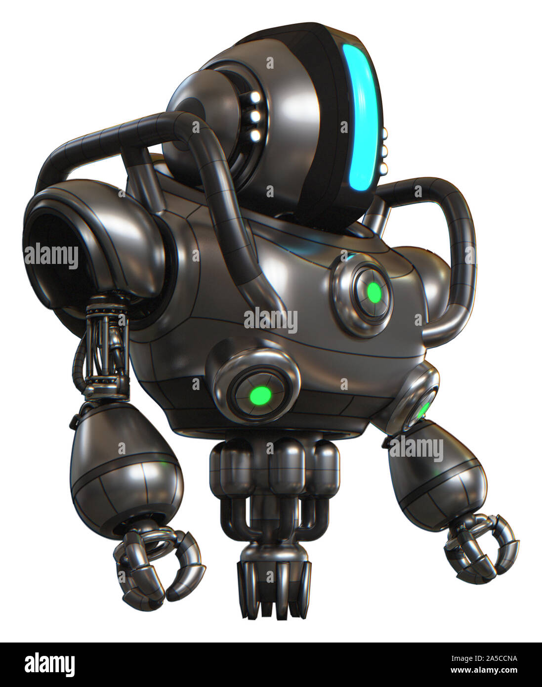 Les éléments contenant de l'automate à tête ronde :, grande visière verticale, chef des gadgets, des haut de la poitrine, la poitrine de l'énergie verte, des carottes de propulsion. Mate Banque D'Images